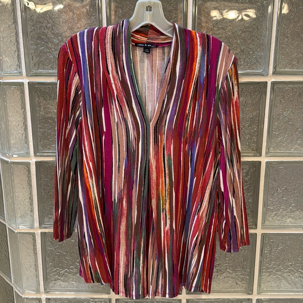 Cable and Gauge White Cut out Sleeve Top. Pool Cover up.Size: Large Color:White
